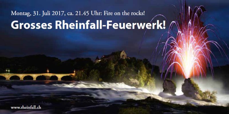 «Fire on the rocks!» – Grosses Rheinfall-Feuerwerk
