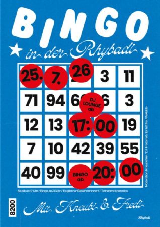 Rhybadi Bingo